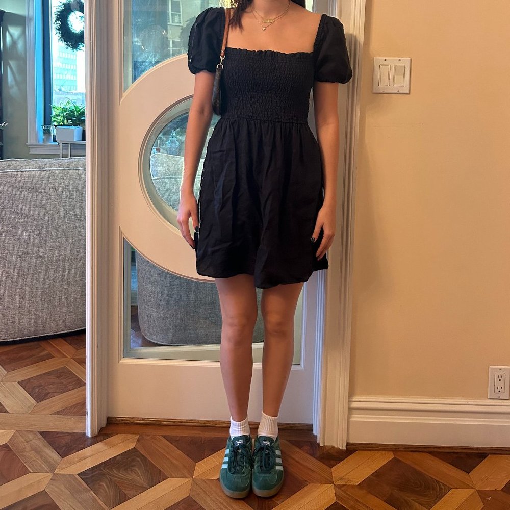 JCREW Black Poplin A-Line Dress